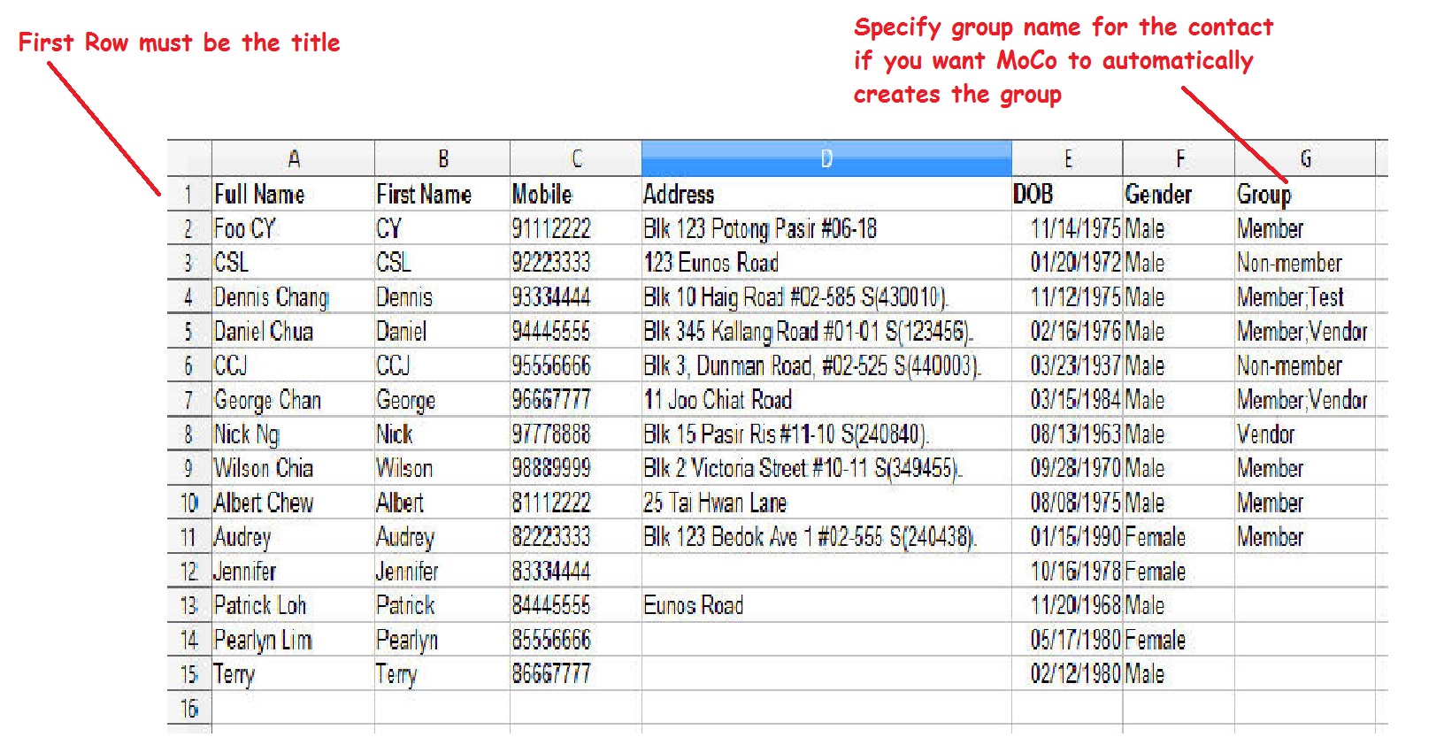 Sample customer database